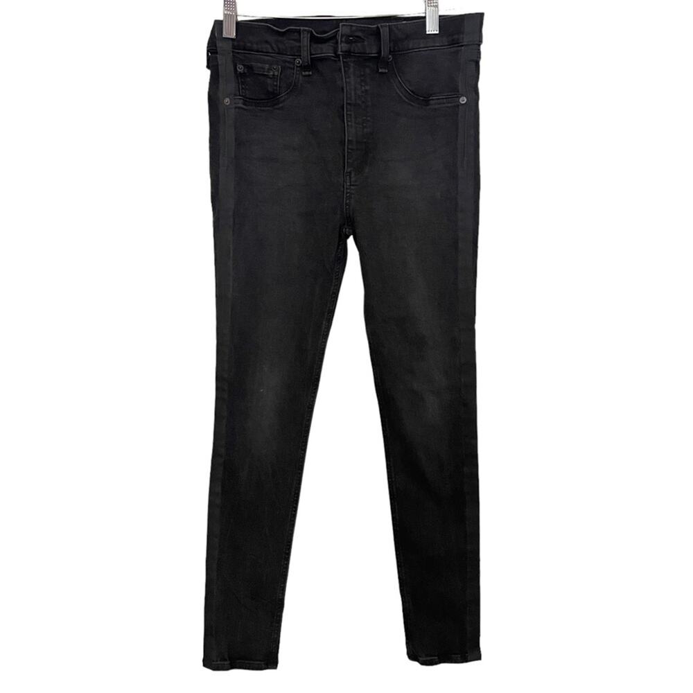 Rag & Bone Black Side Stripe High Rise Ankle Skinny Jeans Size 30
